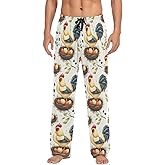 Domestic Hens Roosters Breeds Pajama Pants Colorful Chickens Men's Pajama Bottoms Lounge Sleepwear PJs Sleep Pants M