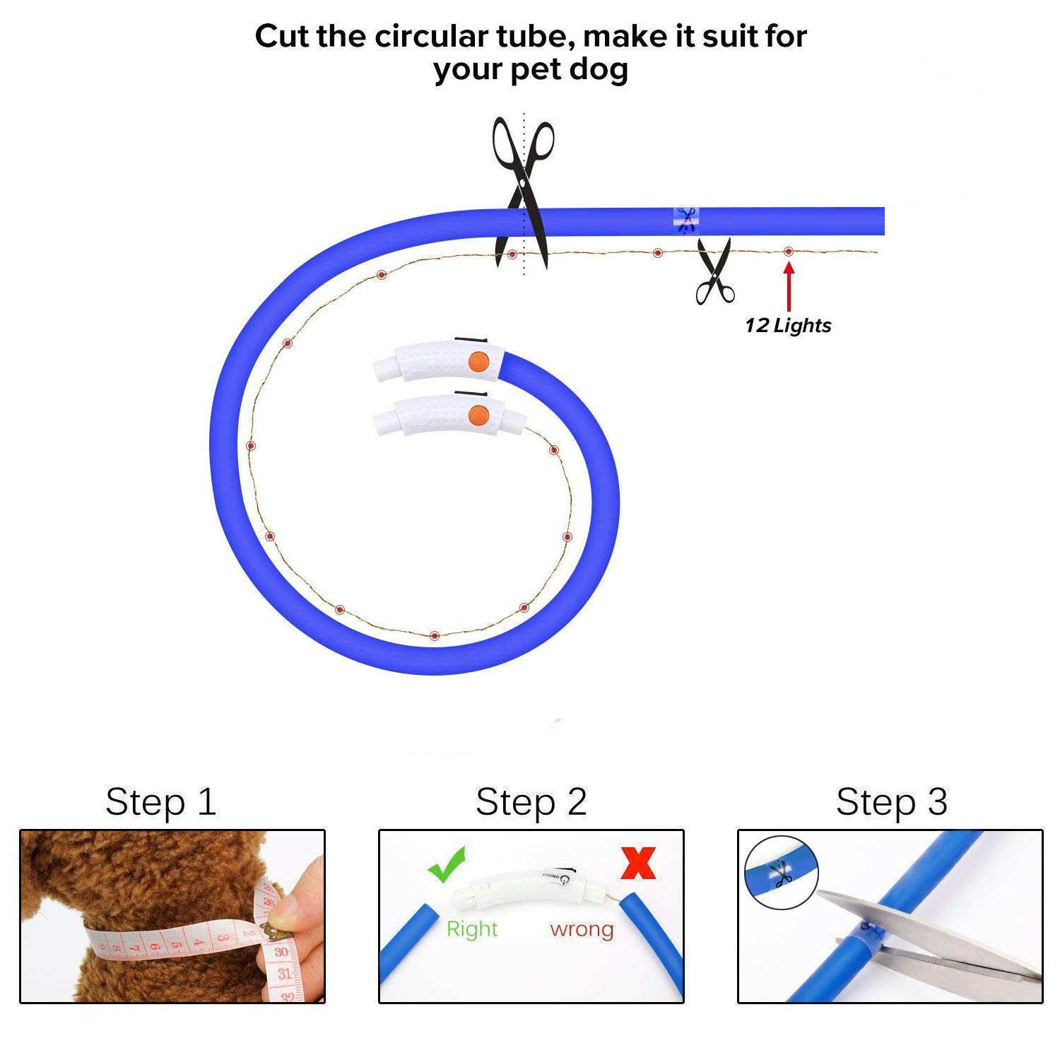 Clan_X LED Dog Collar, USB Rechargeable Silicone Glowing Pet Collar for Dogs, Light Up Doggy Collars Keep Your Dogs Be Seen& Be Safe (Blue-Silicone)