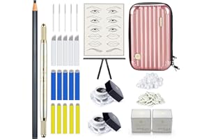 Mokohoa Microblading Eyebrow Pen Kits, Microblade Eyebrow Pencil,Microblading Supply,Permanent Eyebrow Makeup Tattoo Pen Kit for Beginners & Artist &Zipper Bag,Blades,Ink Cups,Finger Gloves