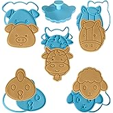 Moose Goods Farm Animal Cookie Cutters And Stamp - Set of 5 Cookie Cutters for Kids Birthday Party or Themed Parties - Includes Chicken, Pig, Cow, Horse, Sheep Cookie Cutter