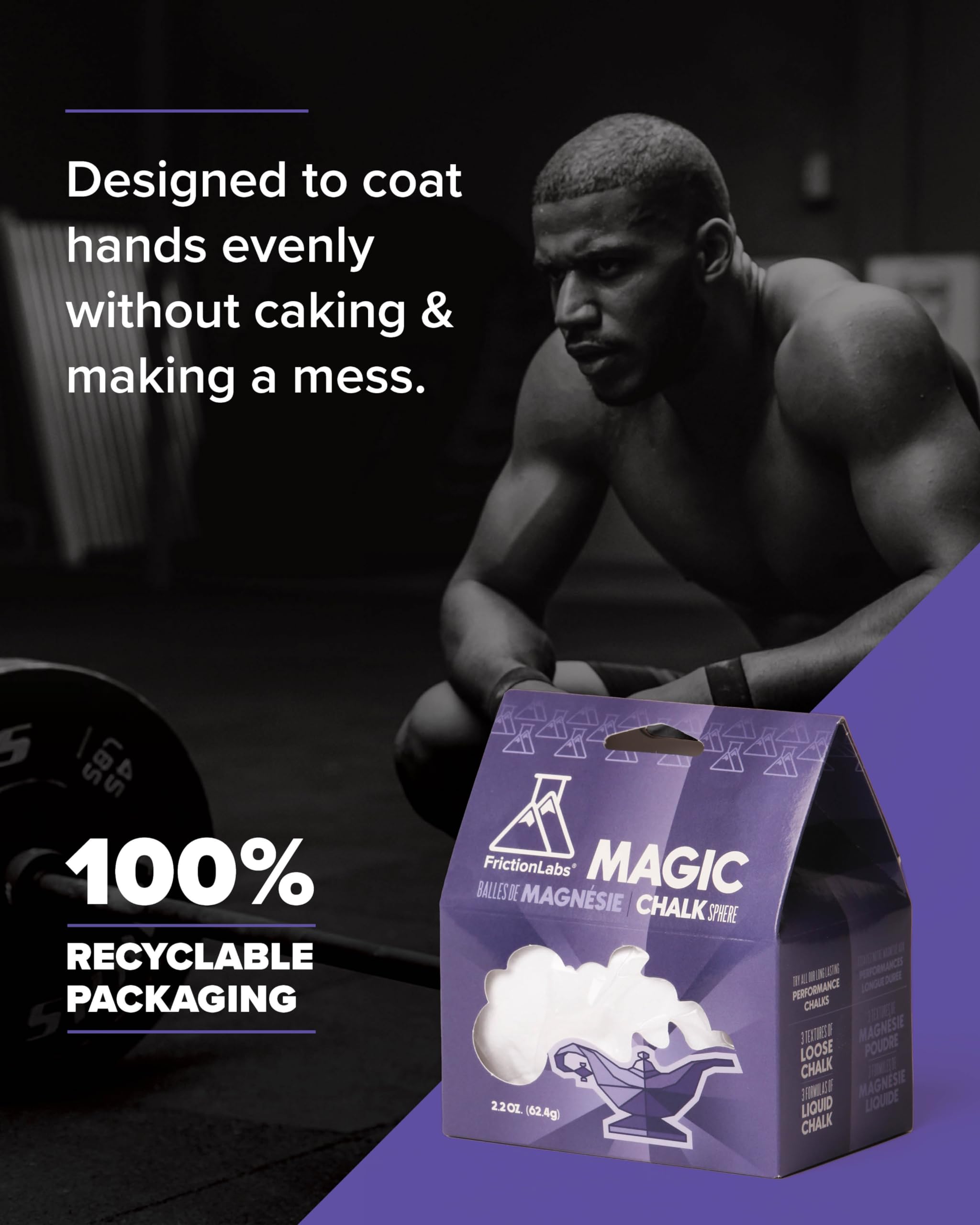 Friction Labs Gym Chalk – Magic Ball, PRO Ball (Chalk Bag Sock) or Discs | Non-Toxic Climbing Chalk for Bouldering, Gymnastics & More