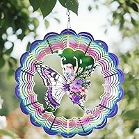 YTAONS 12 in Wind Spinners Birthday Gifts for Women Mom Wife Grandma，Outdoor Hanging Wind Spinners 3D Stainless Steel Wind Sculpture for Garden Yard Art Decoration (Butterfly Fairy)