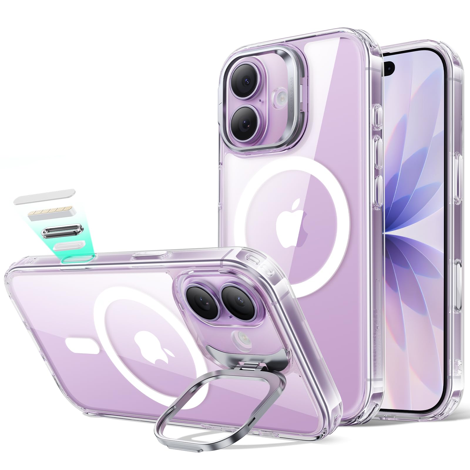 Photo 1 of ESR for iPhone 17 Case with Stash Stand, Camera Control Cover Compatible with MagSafe, Military-Grade Drop Protection Magnetic Phone Case for iPhone 17, Scratch-Resistant Back Cover,Clear