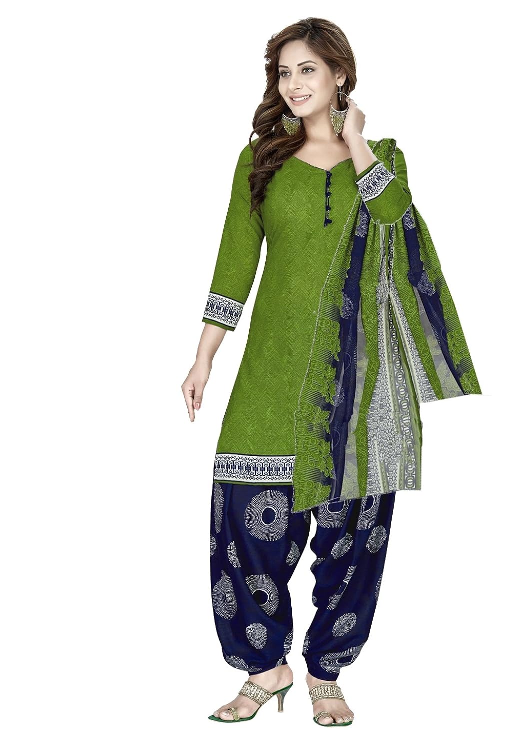 raghavjee sarees women's crepe georgette unstitched dress material (green_free size)