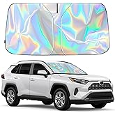 RECCI 300T Laser Reflective Windshield Sun Shade, Heat &amp; UV Protection | Odorless Foldable Pop-Up Design, Prevents Seat Fading, Universal Fit for Cars &amp; SUVs, Ideal for Summer Parking