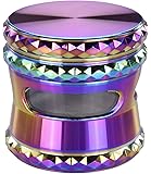 Grinder Herb grinder Rainbow 2.5'' 4 Pieces Zinc Alloy Grinder for Herbs and Spices with Clear Windows
