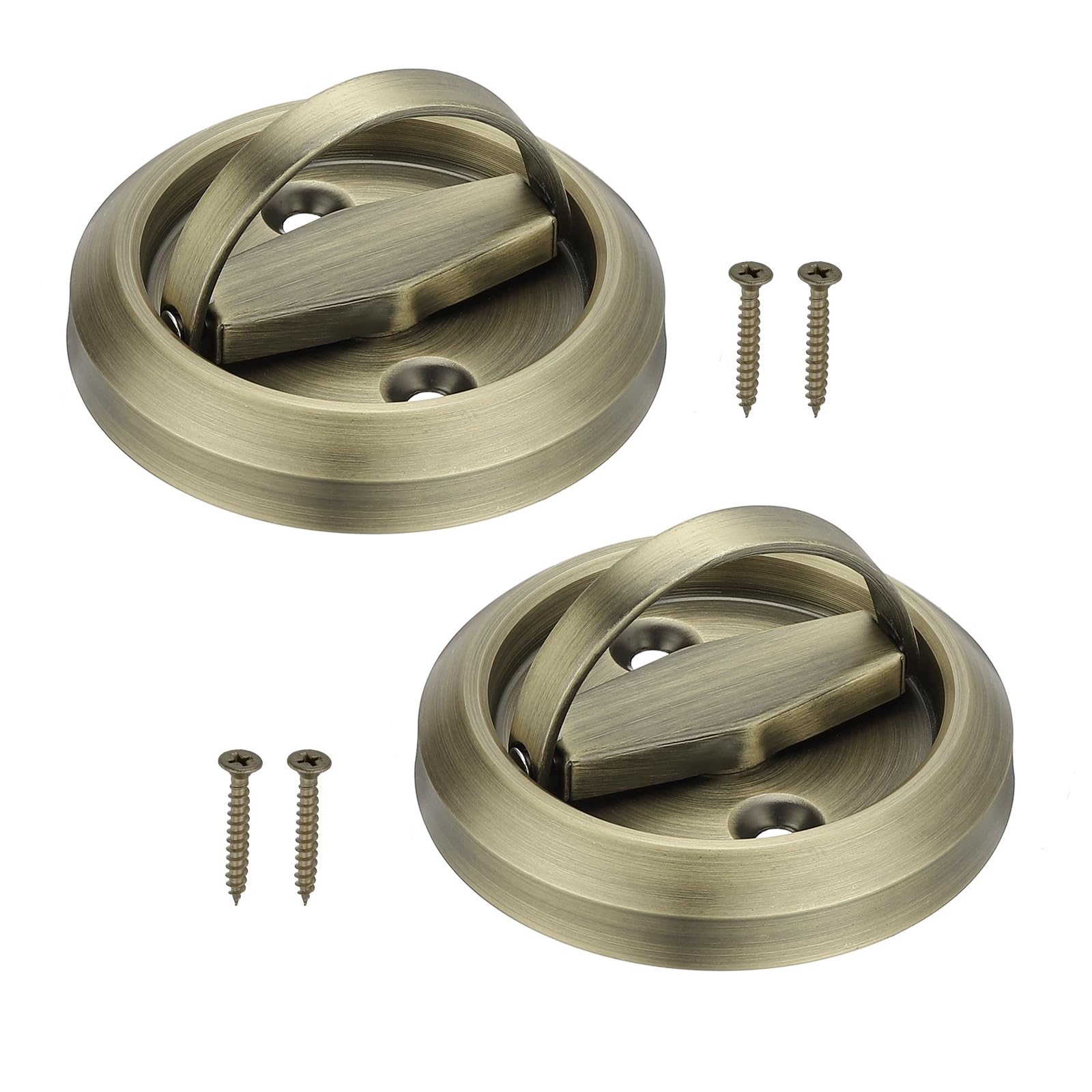 PATIKIL Recessed Door Handles, 2 Pcs Round Flush Pulls Stainless Steel Furniture Locks Hidden Embedded Fireproof Door Furniture Pull Bronze