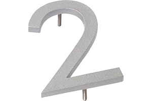 Montague Metal Products MHN-04-F-SR1-2 Solid Aluminum Modern Floating Address House Numbers, 4", Powder Coated Silver