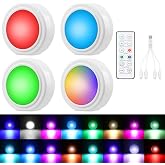 4 Pcs Magnetic Wireless Interior Car Led Lights with Remote Control | 16 Colors USB Rechargeable, Touch Ambient Led Lights for Decor