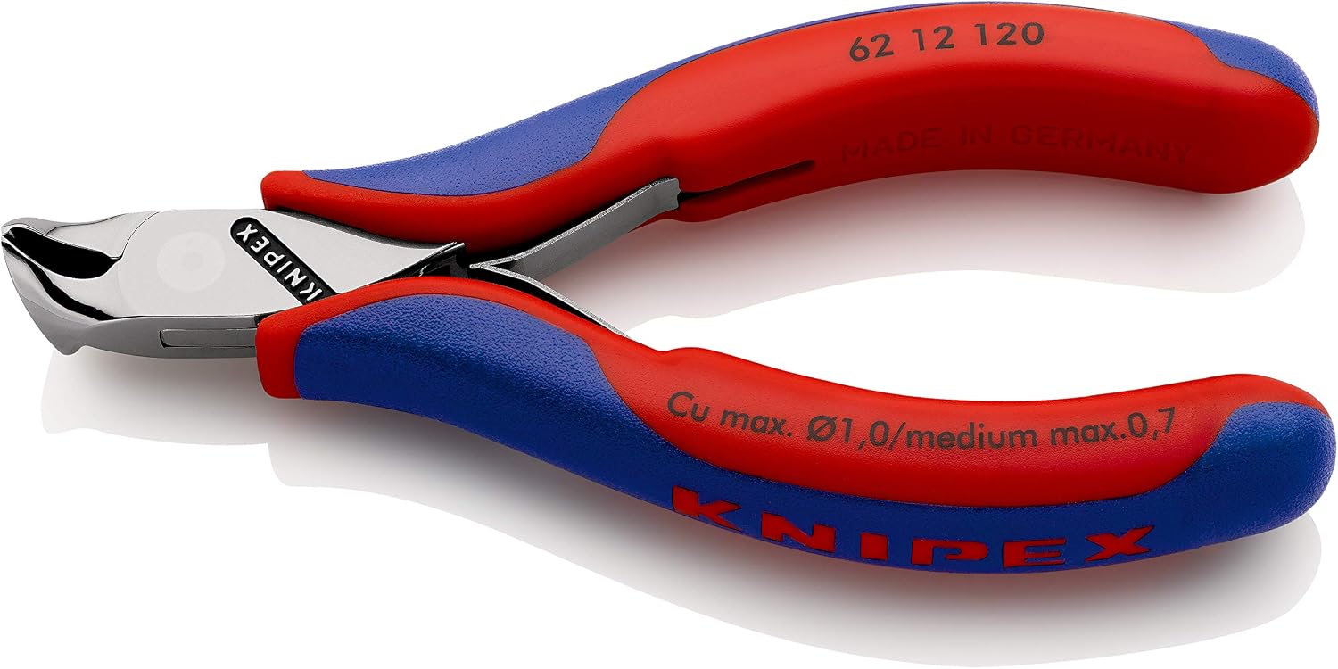 KNIPEX Electronics Oblique Cutting Nipper with Multi-Component Handles 120 mm, 62 12 120, Black