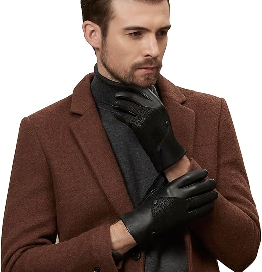 Amazon Com Gsg Gifts Mens Driving Leather Gloves Touchscreen Warm