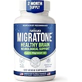 Naticura Migratone Migraine Relief with Magnesium Vitamin B2 Coq10 120 Caps | Magnesium Citrate, Riboflavin B2, B6, B12 &amp; Feverfew for Daily Migraine Support, Brain Health, Vegan, Non-GMO, Made in USA