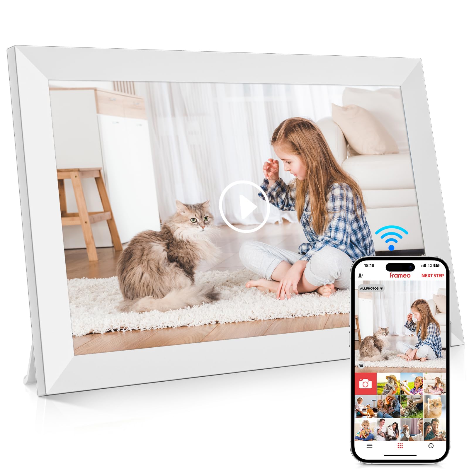 GGUA 10.1 Inch WiFi Digital Photo Frame Built in 64GB Memory, 1280x800 IPS LCD Touchscreen, Auto-Rotate and Audio, Quick and Easy Share Photos or Videos via the Frameo App, the Best Choice for Gifting — image 1