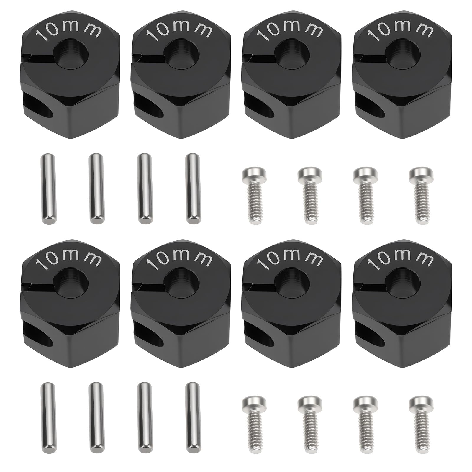 VGOL 8pcs Rc Car Hex Hub Adapter 12 x 10 mm for 1:10 Rc Car Black