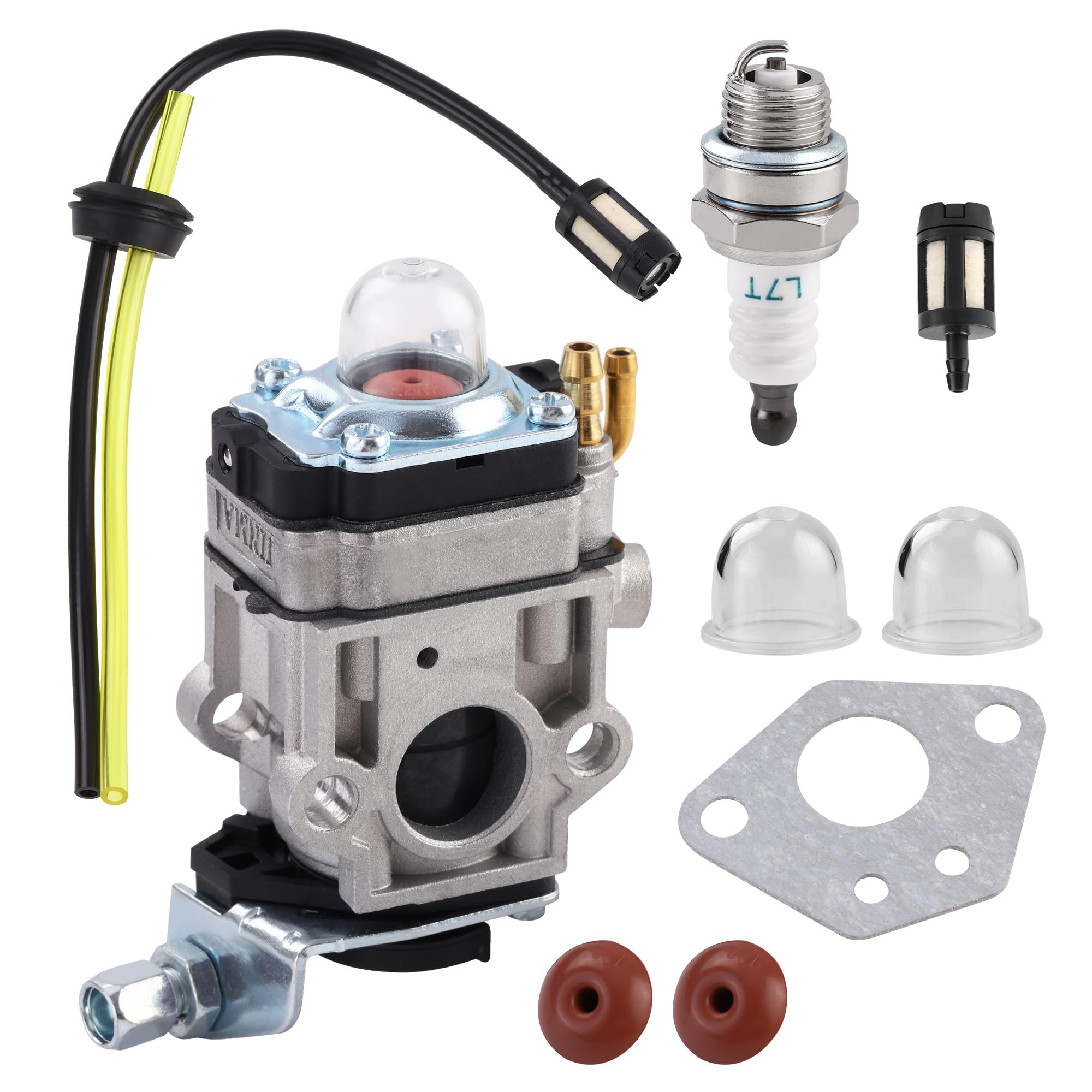 Photo 1 of Carburetor Kit Fits for Harbor Freight 52CC 2HP Predator Earth Auger 63022, and Various Tools, with Gasket, Primer bulbs, Spark plug and Fuel Line Kit