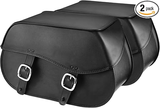 black leather saddlebags