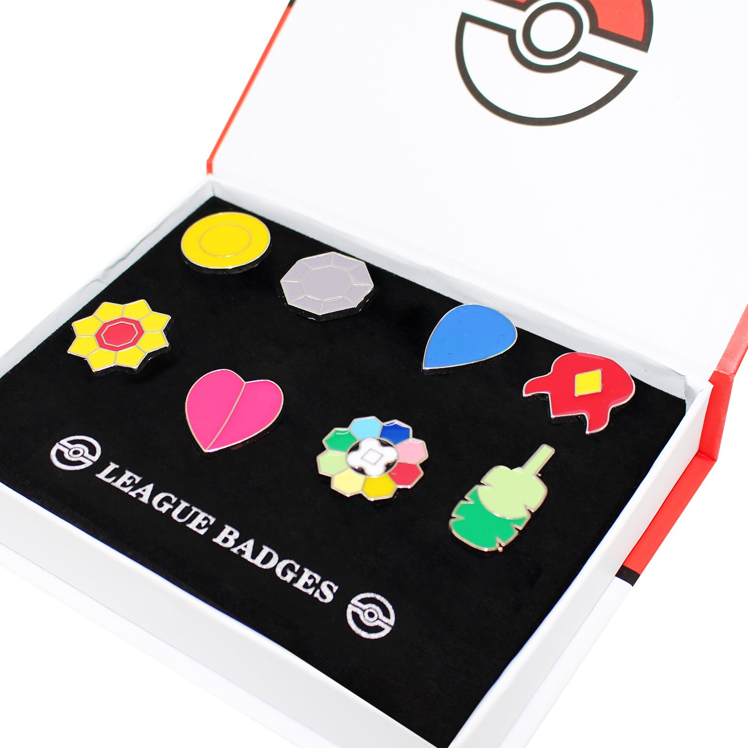 8Pcs Pocket Monsters Gym Badges Collection Gift Box,Pins Mystic Instinct Badges