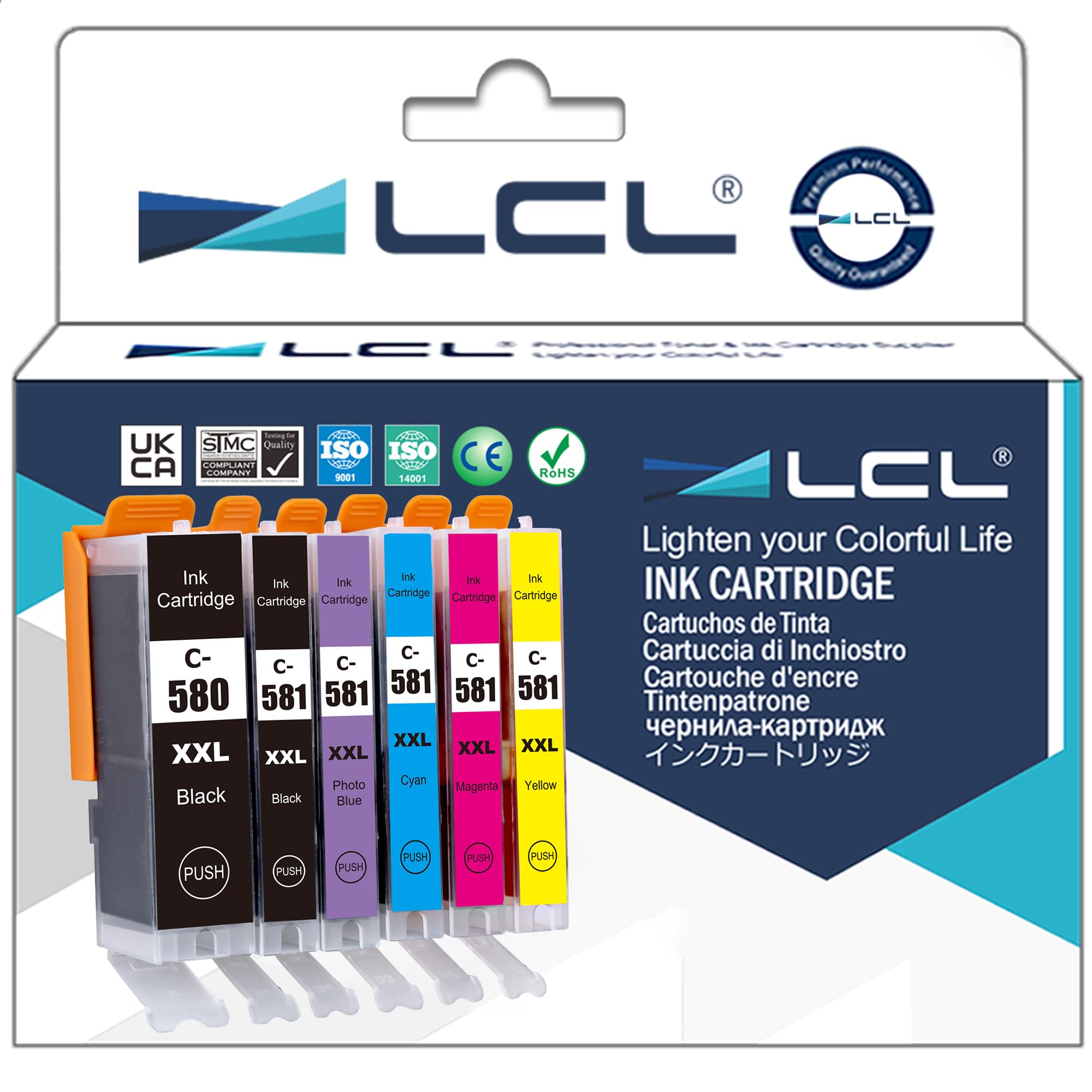 LCL 580XXL 581XXL for Canon 580 & 581 ink cartridges and 580xxl 581xxl for canon PGI-580 xxl CLI-581 XXL,for Canon TS8150 TS8151 TS8152 TS9150 TS9155 TS8350 TS8250 TS8251 TS8252 Printers (6 PACK)
