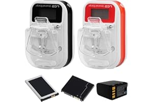 VizGiz 2 Pack Universal Battery Charger for All Types of Batteries USB Power Adapter LCD for Lithium Old Retro Mobile Phone Camera Nokia Siemens Samsung Ericsson Alcatel Motorola (Below 1000mAh)