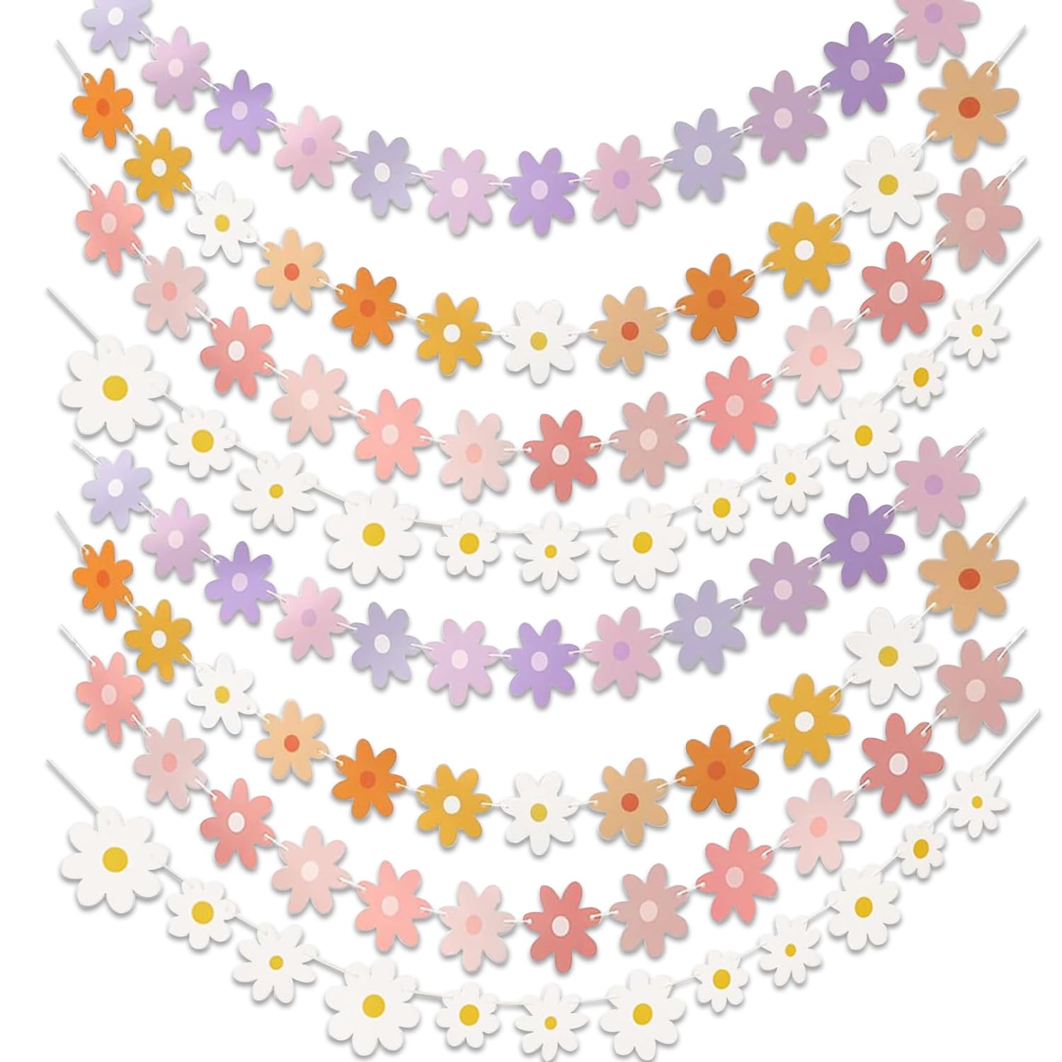 8PCS Color Daisy Banner,Cute Hanging Daisy Party Decorations,Flower Decorations for Indoor Girls Birthday Supplies,for Birthday Baby Shower Boho Hippie Groovy Retro Themed Party