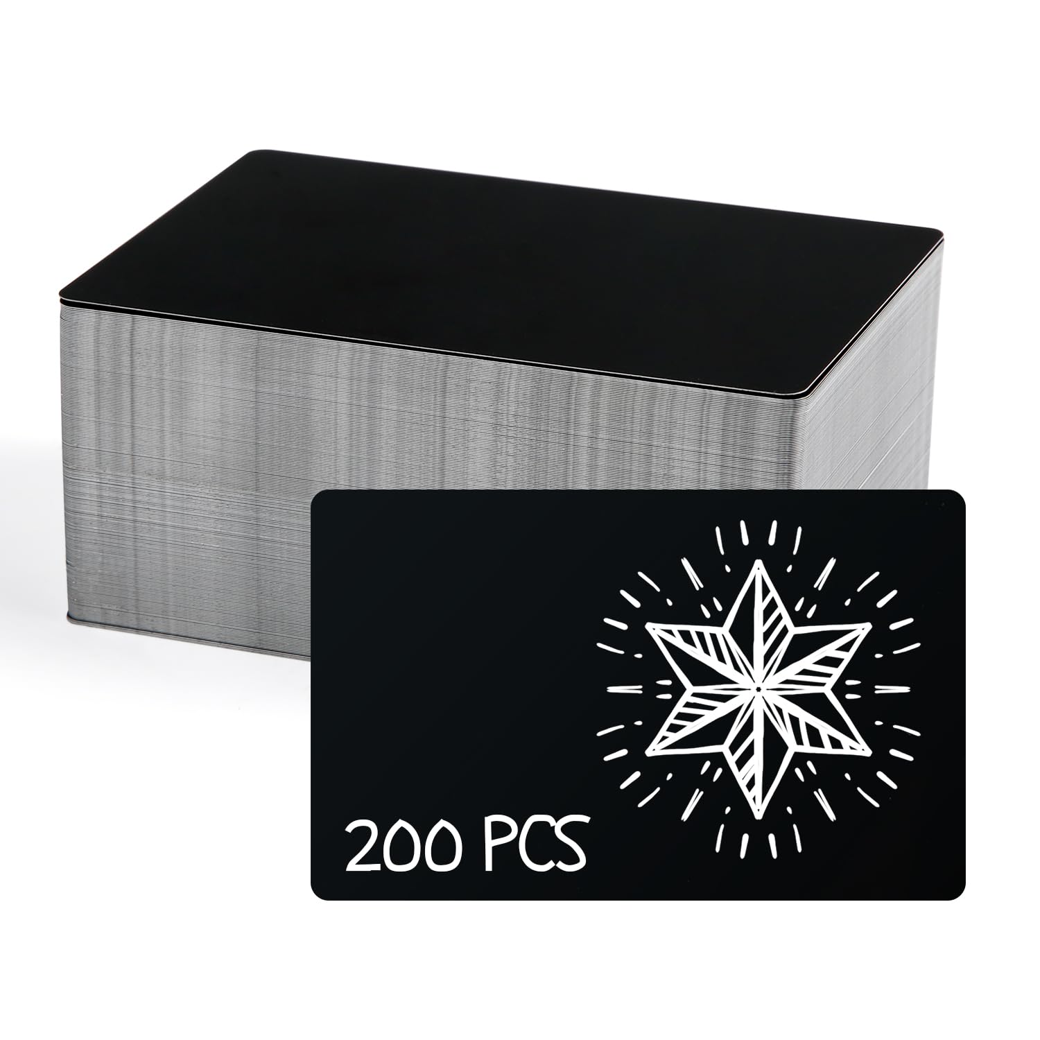 200pcs Metal Business Cards Blank, Engraving Aluminum Plates for CNC Engraver Crafting Engraving DIY Gift Cards 3.39x2.13x0.01in (Black Matte)