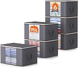 Lifewit 95L Clothes Storage Bags 6 Pack Grey Foldable Wardrobe Organizer
