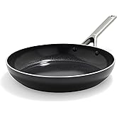 OXO 12" Nonstick Frying Pan Skillet, Ceramic PFAS-Free Nontoxic Pan, Induction Suitable, Dishwasher Safe, Oven Safe to 600°F, Kitchen Cooking Pot, Stainless Handle, Egg Pan, Black
