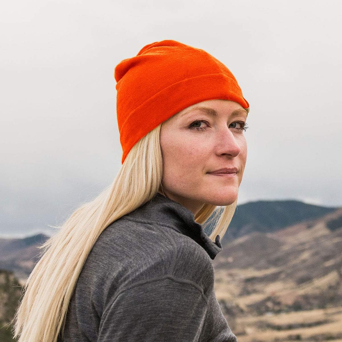 Minus33 Merino Wool Ridge Cuff Beanie Blaze Orange One Size: Clothing