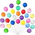 Skylety 30 Pieces Balloon Cake Topper Mini Colorful Cake Picks Round Balloon Cupcake Topper Decoration for Dollhouse Party Decorations Birthday Wedding(Assorted Color)