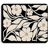 BAYOGITA Floral Black Mouse Pad - Vintage Boho Flower Office Desk Mousepad, Black Boho Floral Decor Gifts, Office Gifts for Coworkers, Coworker Gift for Women, 9.5x8 Inches