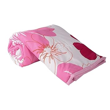 Shopbite Single Bed Ac Blanket Dohar/Quilt Pink Flowers, Fabric - Micro Cotton, Size -54X84 Inches - Multi Color