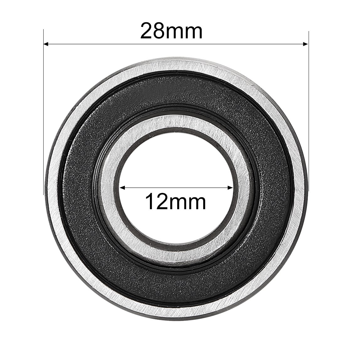 Carbon Steel uxcell 60012RS Ball Bearing 12mm x 28mm x 8mm Double
