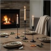Candle Holder, Modern Minimalist Black Metal Candlestick Holders, Set of 3 Tall - Elegant Taper Candle Holders for Table Cent