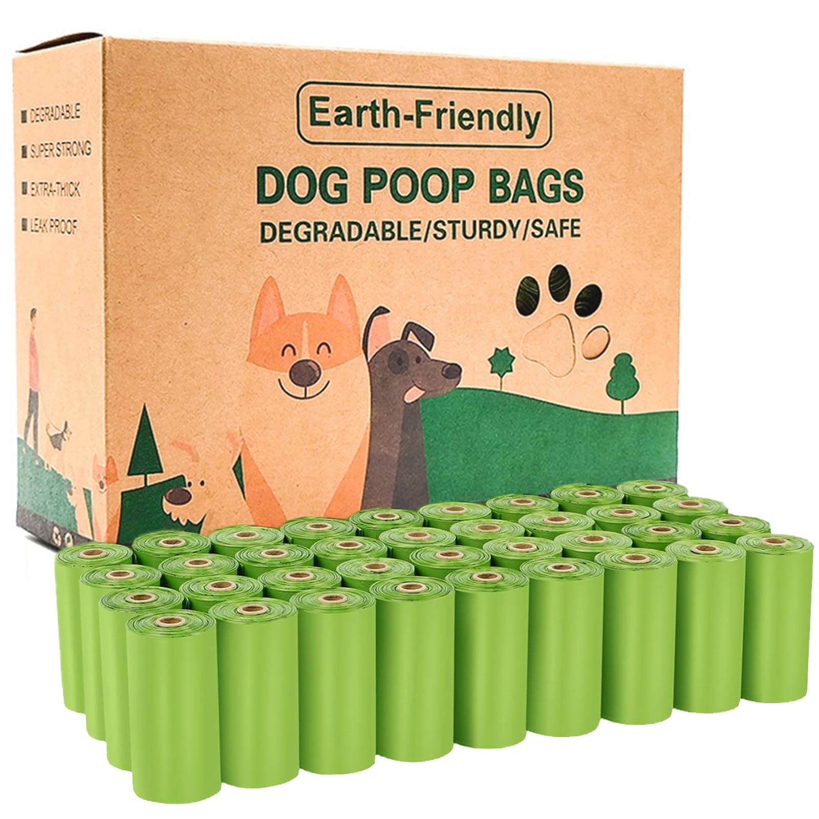 Strong & Sturdy Dog Waste Bags - 540 Count Leakproof Biodegradable Poo Bags for Pets