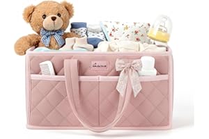 BAOBRAVA Diaper Caddy Organizer For Changing Table,Dutch Velvet Baby Diaper Caddy With 3 Removable Compartments &4 Side Pockets,Portable Diaper Basket For Car Organizer,Nursery Organizer For Essential Supplies