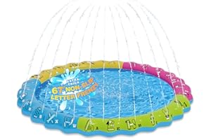 GLOOPGLEE 67" 3-in-1 Non-Slip Splash Pads for Toddlers 1-3 & Kids Ages 4-8, Baby Learning Pool, Sprinkler for Kids Summer Outdoor Water Toys, Game Mat with A-Z Letters