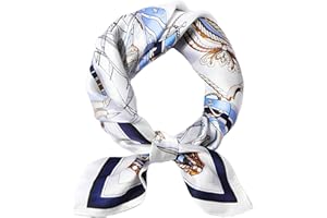 kcctoo 27.5" Mulberry Silk Feeling Head Scarf Women's Fashion Square Neck Satin Scarfs for Bag Hair Scarves Gift