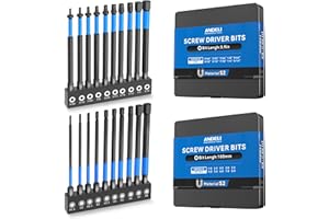 ANDELI Magnetic Hex Screwdriver Bit Set, 1/4" Hex Shank, 3.9" Long, 20pcs (Metric & SAE) with Storage Box Set