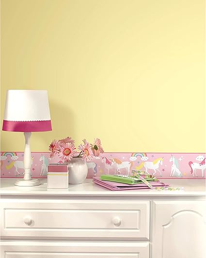 Amazon Roommates マジカルユニコーン 剥がして貼る壁紙ボーダー 取り外し可能 女の子の部屋の装飾 トリムボーダー