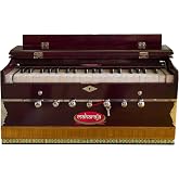 Harmonium #1, Maharaja Musicals, Handmade Harmonium, 3 1/4 Octave (Saptak), 7 Stop, Standing, Coupler, Multi Bellow, Padded Bag, Tuned A440, Dark Mahogany Color, PDI-DB