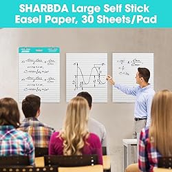 SHARBDA Lined Sticky Easel Pad, 25 in x 30 in,Flip