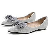 TZEOHAI Women Pointed Toe Ballet Flats Comfort Lightweight Bowknot Slip On Loafers Dress Shoes
