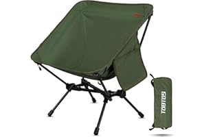 TOBTOS Ultralight Camping Chair, Portable Folding Backpacking Chair, Compact Camping Chair with Carry Bag for Outdoor Camp Hiking Backpack Beach Travel (Green)
