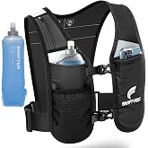 SWIFTVEST Running Phone Holder Vest with 500ml/17oz Water Bottle | Reflective Hydration Vest | Adjustable | Light | 6 Pockets for Running Accessories | Unisex