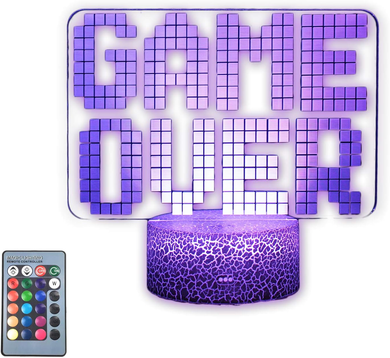 TriPro Game Over 3D Illusion LED Room Desk Decor Lamp Gaming Night Light with 16 Colors Change, Touch & Remote Room Decorations Toys Gifts for TV Gamer Men, Girls, Women, Teens, Boys, Kids