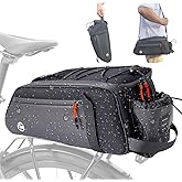 NDakter Bike Bags for Bicycle Rear Rack - 10L Waterproof 3 IN 1 Ebikes Trunk Bag with Water Bottle Holder, Reflective Electric Bike Saddle Panniers with Shoulder Strap for Commuter Travel Outdoor