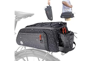NDakter Bike Bags for Bicycle Rear Rack - 10L Waterproof 3 IN 1 Ebikes Trunk Bag with Water Bottle Holder, Reflective Electric Bike Saddle Panniers with Shoulder Strap for Commuter Travel Outdoor