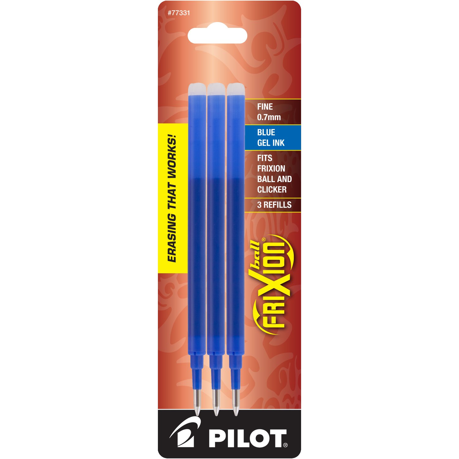 Pilot FriXion Gel Ink Pen Refill, 3Pack for Erasable Pens, Fine Point, Blue Ink