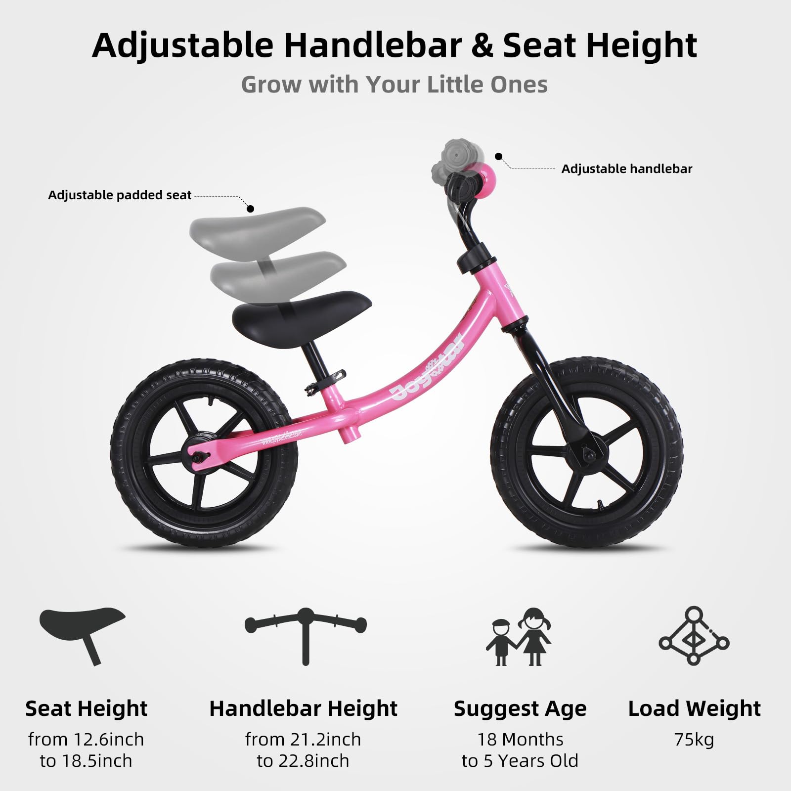 JOYSTAR Toddler Balance Bike 2 Year Old, Age 18 Months to 5 Years Old, No Pedal Bike with Adjustable Handlebar and Seat, Gift for 2-4 Boys Girls
