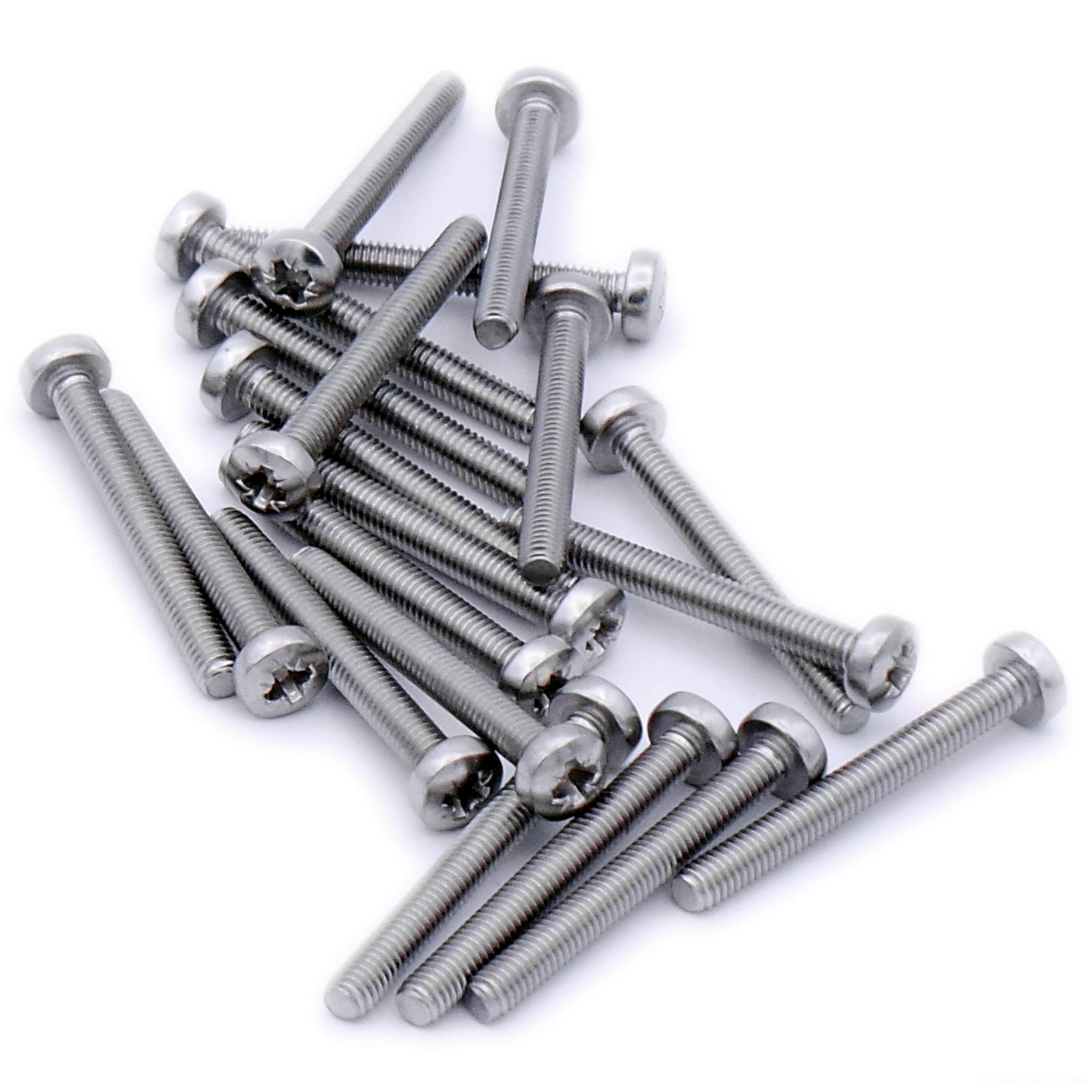 M6 (6mm x 90mm) Pozi Pan Machine Screw (Bolt) - Stainless Steel (A2) (Pack of 10) — image 1